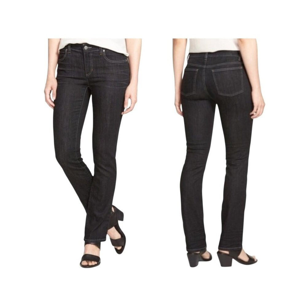 Eileen Fisher Black Slim Straight Jeans Womans 8